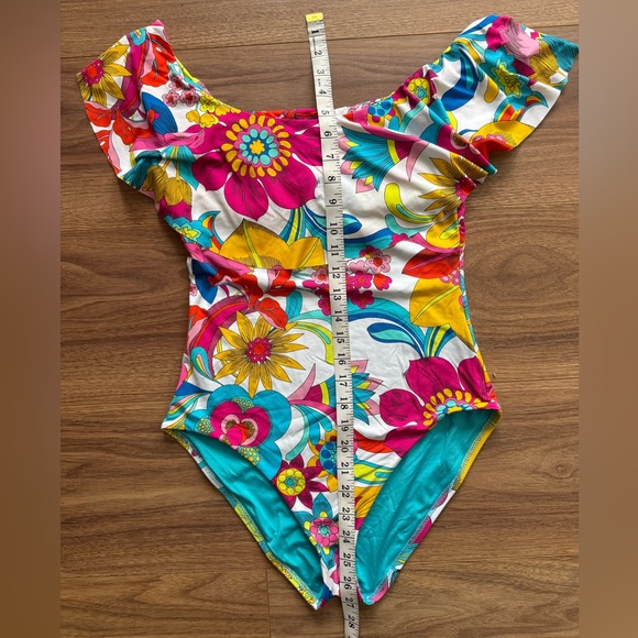 Trina Turk One Piece Swimsuit Womens XS/S Floral Multicolor Maximalist Vacation - Picture 9 of 9